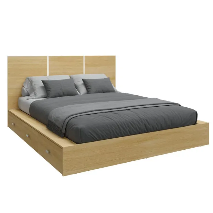SUA-V Queen Platform Bed with Headboard (60") Natural Sale