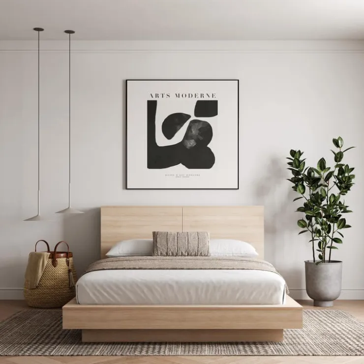 Nexera Queen Platform Bed with Headboard (60") - Natural Blonde Oak Clearance