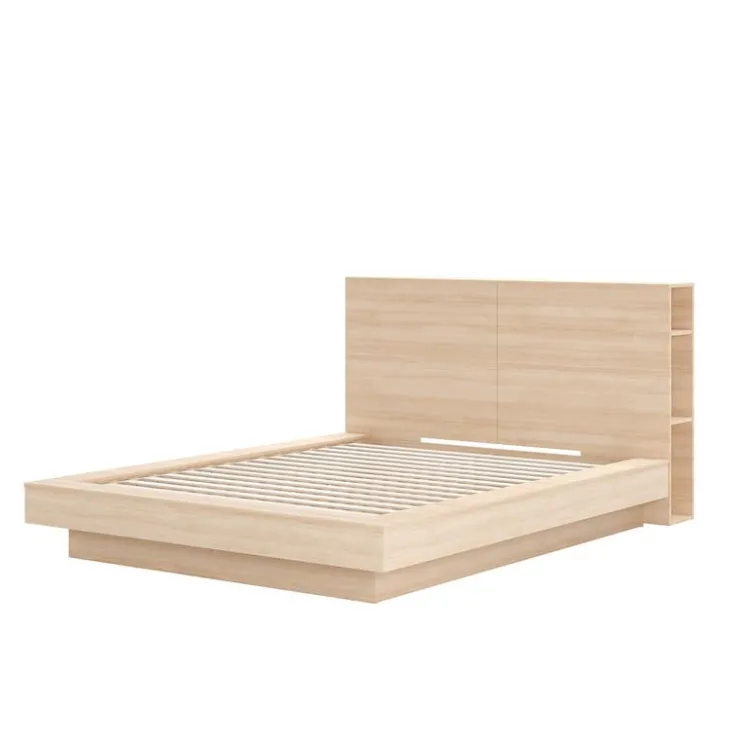 Nexera Queen Platform Bed with Headboard (60") - Natural Blonde Oak Clearance