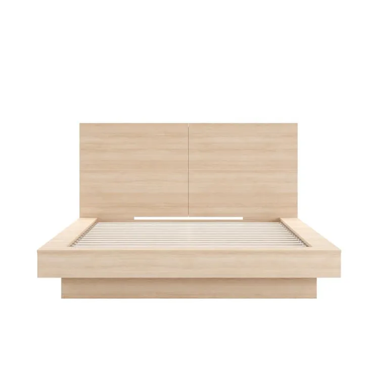 Nexera Queen Platform Bed with Headboard (60") - Natural Blonde Oak Clearance