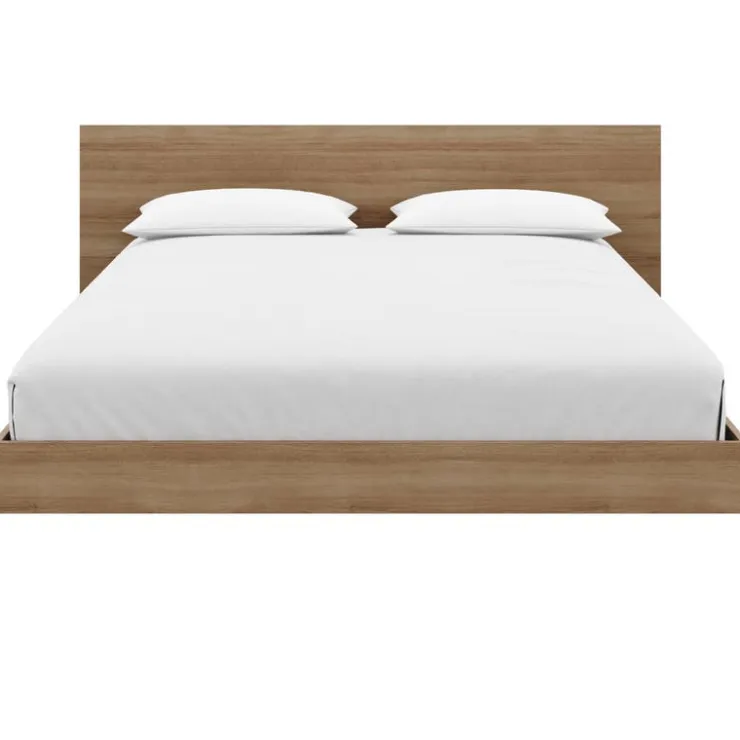 Nexera Queen Platform Bed with Headboard (60") - Brown oak Outlet