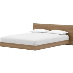 Nexera Queen Platform Bed with Headboard (60") - Brown oak Outlet
