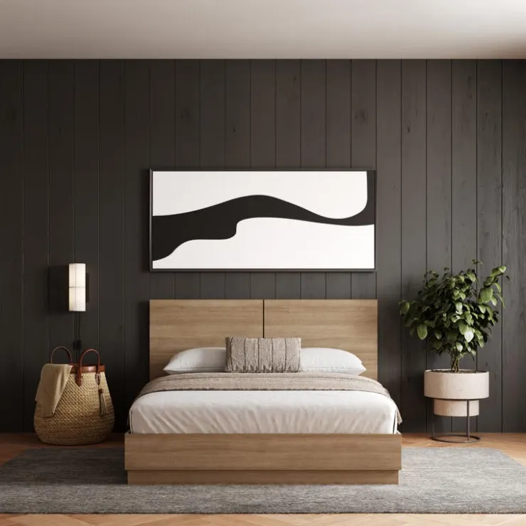 Nexera Queen Platform Bed with Headboard (60") - Brown Oak New