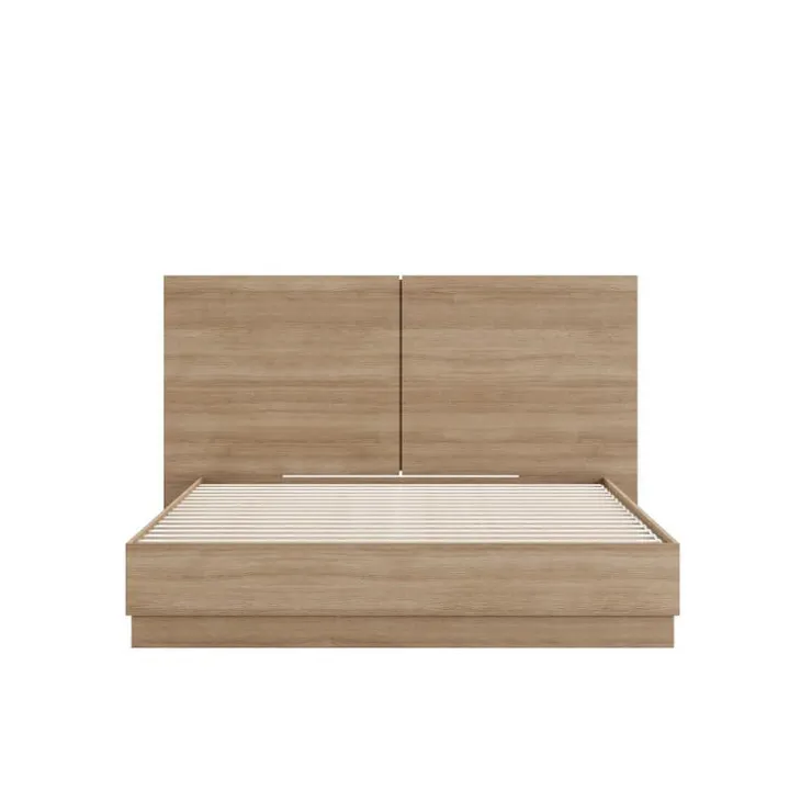 Nexera Queen Platform Bed with Headboard (60") - Brown Oak New