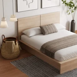Nexera Queen Platform Bed with Headboard (60") - Natural Blonde Oak Sale