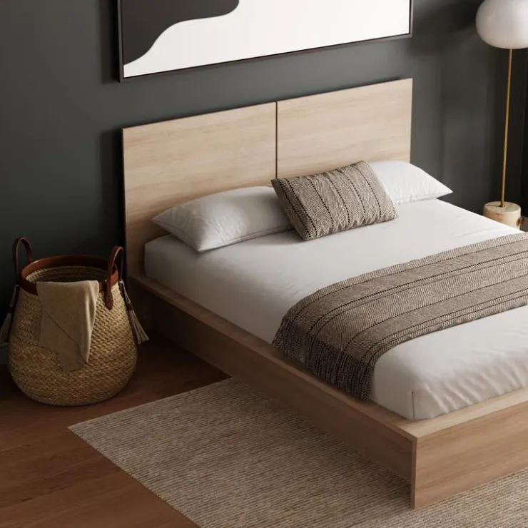 Nexera Queen Platform Bed with Headboard (60") - Natural Blonde Oak Sale