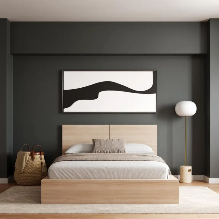 Nexera Queen Platform Bed with Headboard (60") - Natural Blonde Oak Sale