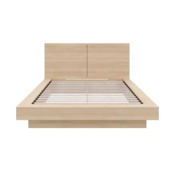 Nexera Queen Platform Bed with Headboard (60") - Natural Blonde Oak Clearance