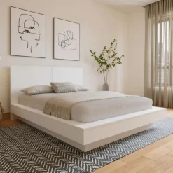 Nexera Queen Platform Bed with Headboard (60") - White wood grain Online