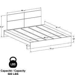 SUA-V Queen Platform Bed with Headboard (60") Fashionista Outlet