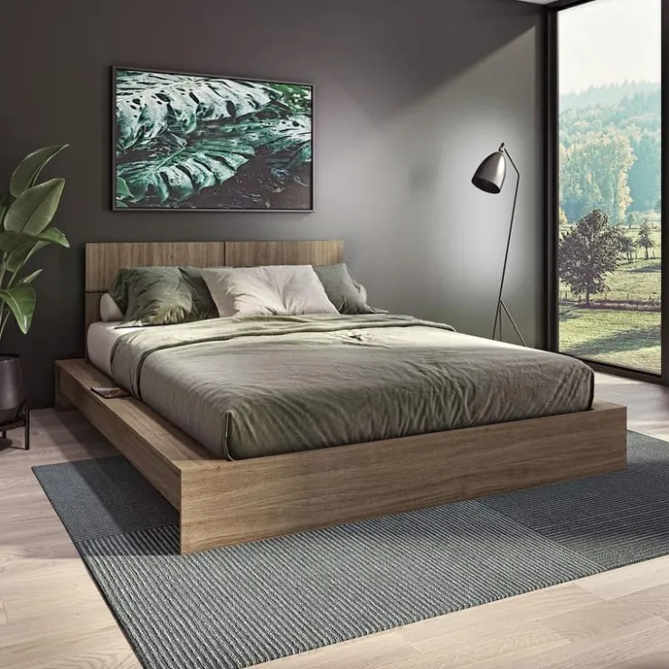 SUA-V Queen Platform Bed with Headboard (60") Fashionista Outlet