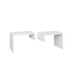 SUA-V Queen Platform Bed with Integrated Bedside Tables (60") White Hot