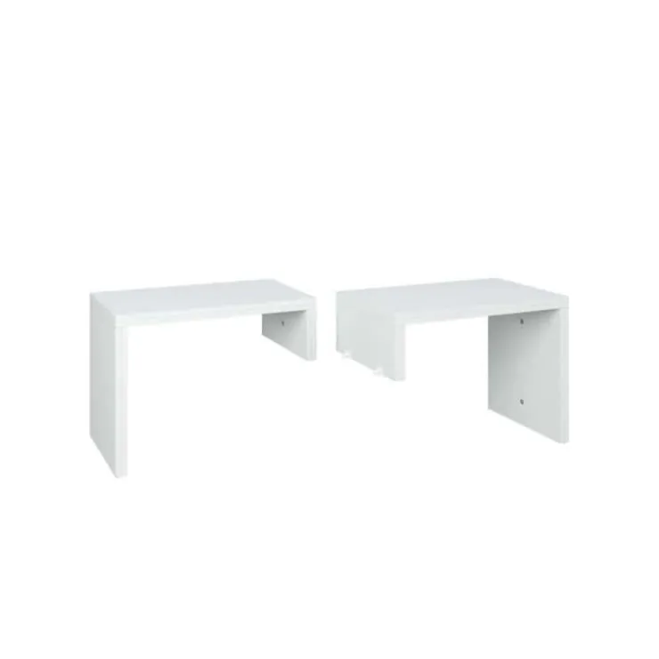 SUA-V Queen Platform Bed with Integrated Bedside Tables (60") White Hot