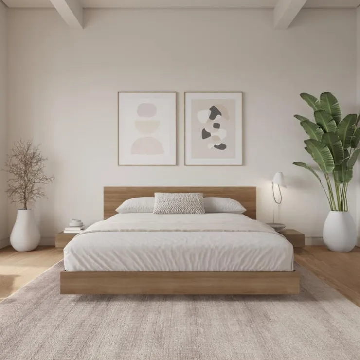 Nexera Queen Platform Bedroom Set (60") - 4 pcs - Brown oak New