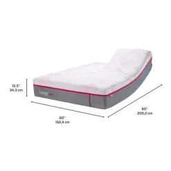 LOOP Queen Plush Split-Head Mattress-in-a-Box with Nano Pocket Coils - 60" Pink & white Sale