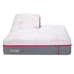 LOOP Queen Plush Split-Head Mattress-in-a-Box with Nano Pocket Coils - 60" Pink & white Sale