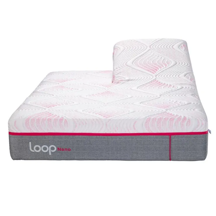 LOOP Queen Plush Split-Head Mattress-in-a-Box with Nano Pocket Coils - 60" Pink & white Sale