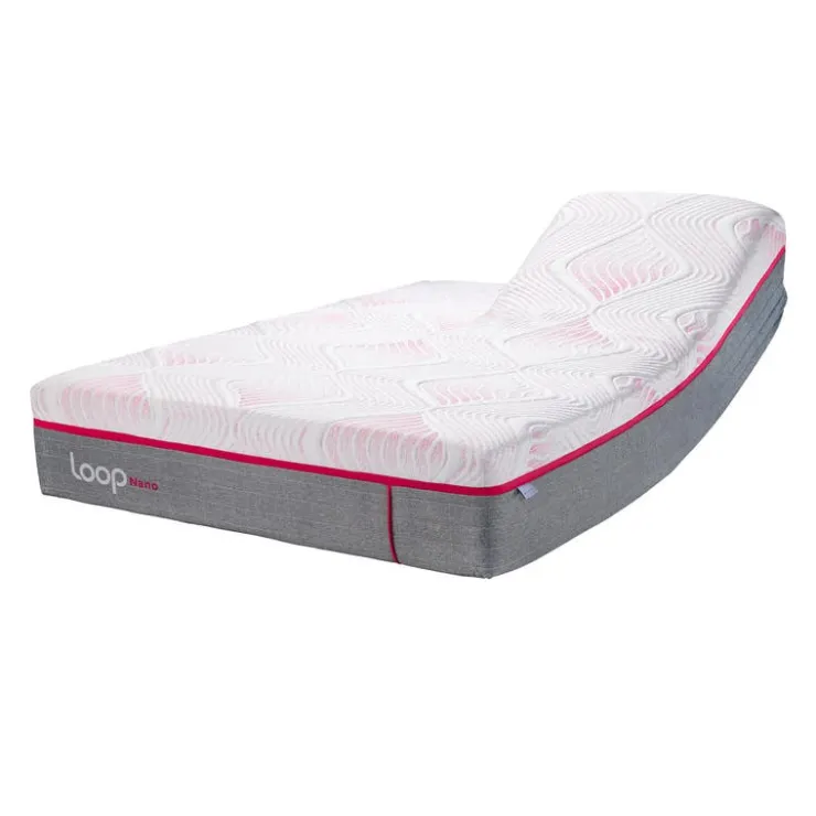 LOOP Queen Plush Split-Head Mattress-in-a-Box with Nano Pocket Coils - 60" Pink & white Sale