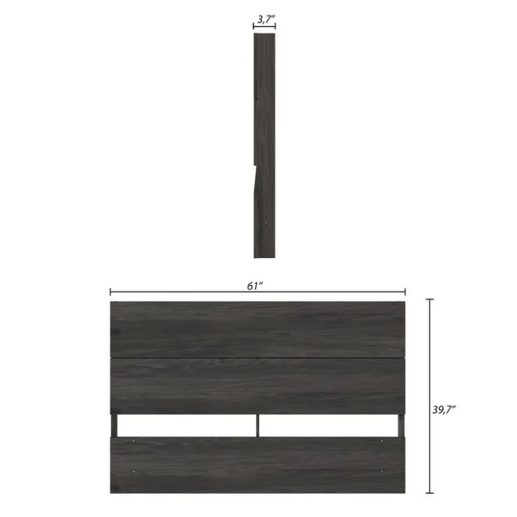 Nexera Queen Size Panel Headboard, Bark - Grey Outlet