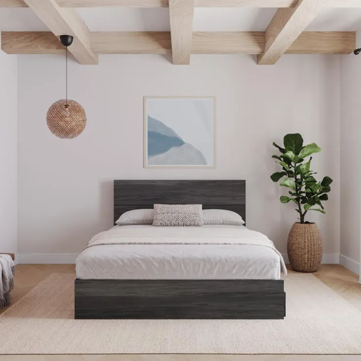 Nexera Queen Size Panel Headboard, Bark - Grey Outlet