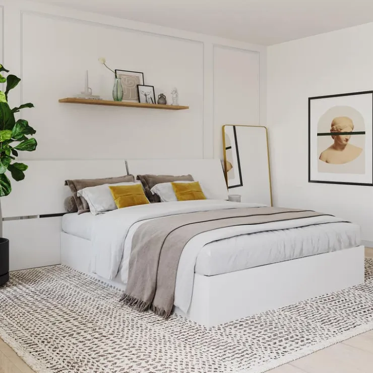 Nexera Queen Size Panoramic Panel Headboard, - White Hot