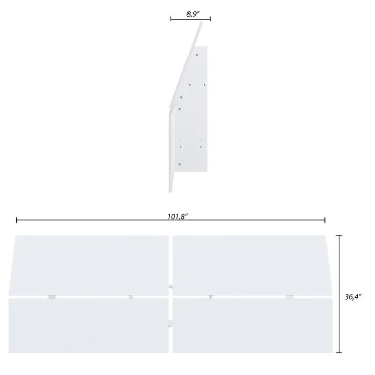 Nexera Queen Size Panoramic Panel Headboard, - White Hot