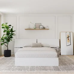 Nexera Queen Size Panoramic Panel Headboard, - White Hot