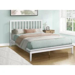 Monarch Queen Solid Wood Bed with Headboard (60") - White New