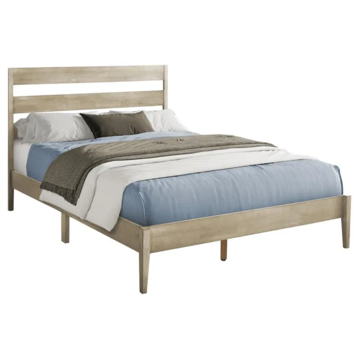Monarch Queen Solid Wood Bed with Headboard (60") - Grey