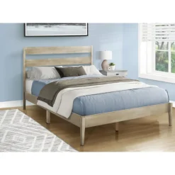 Monarch Queen Solid Wood Bed with Headboard (60") - Grey