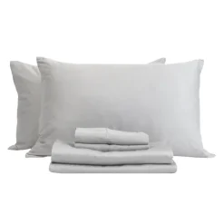 Queen Split-Head Bamboo Rayon Bed Sheet Set - Cement Grey Best
