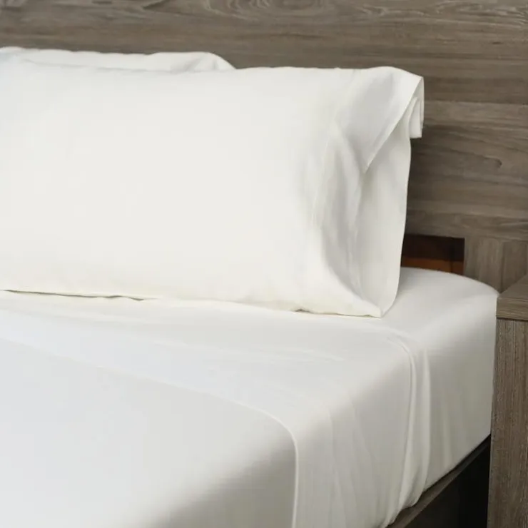 Queen Split-Head Bamboo Rayon Bed Sheet Set - White Outlet