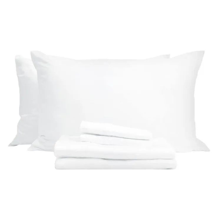 Queen Split-Head Bamboo Rayon Bed Sheet Set - White Outlet