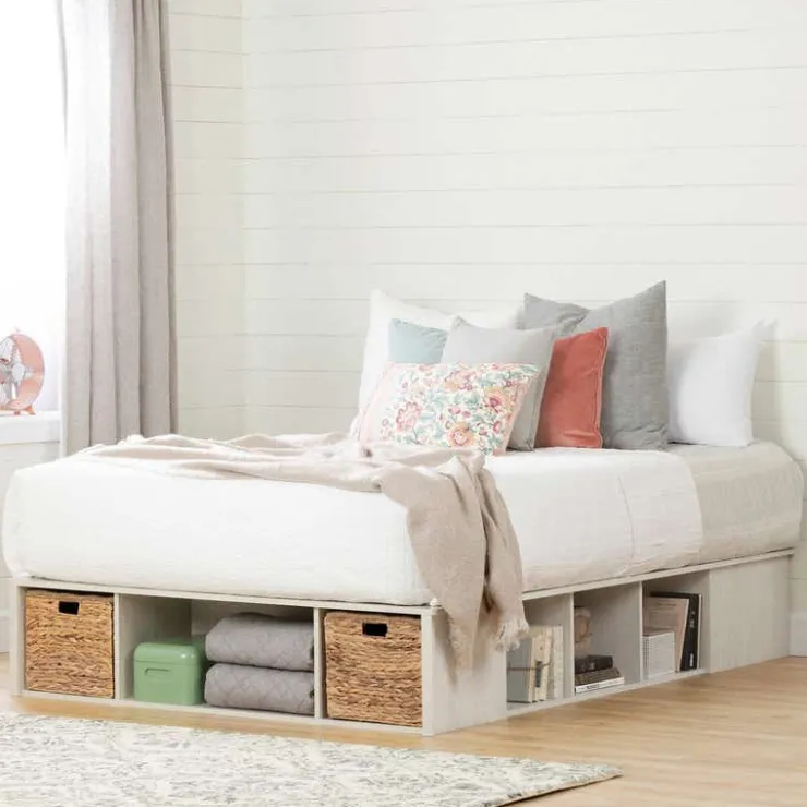 Meubles South Shore Queen Storage Bed and Baskets (60") - South Shore WINTER OAK AND RATTAN Online