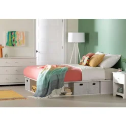 Meubles South Shore Queen Storage Bed and Baskets (60") - South Shore White Outlet