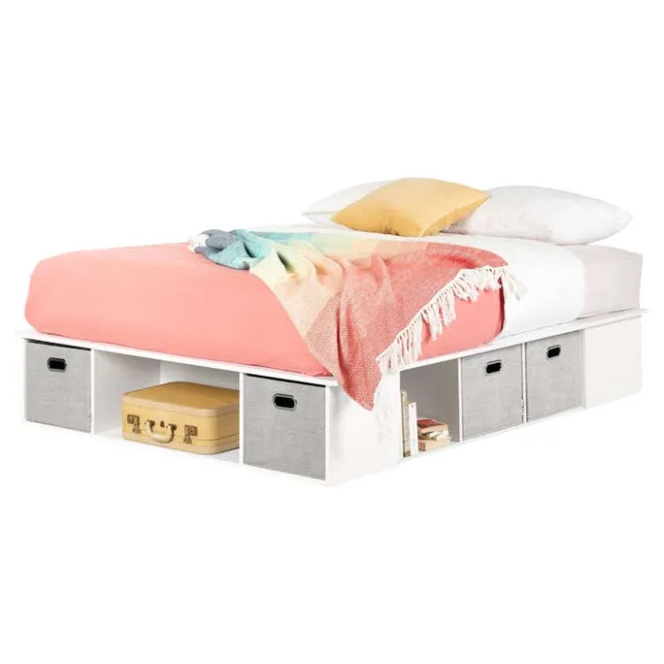 Meubles South Shore Queen Storage Bed and Baskets (60") - South Shore White Outlet