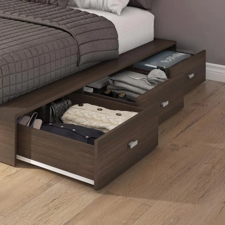 SUA-V Queen Storage Bedroom Set with 6-Drawer Storage (60") - 4 pcs Taupe Clearance