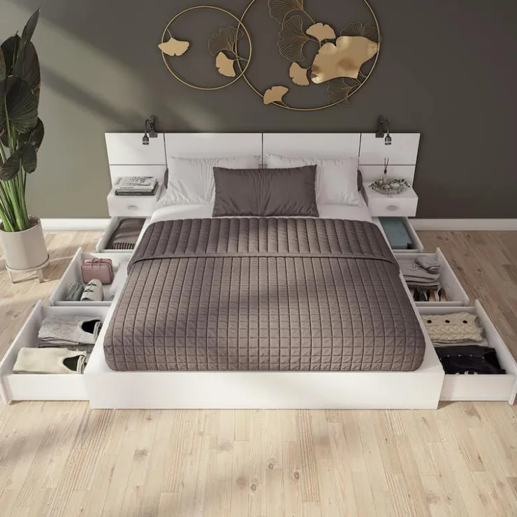 SUA-V Queen Storage Bedroom Set with 6-Drawer Storage (60") - 4 pcs White Discount
