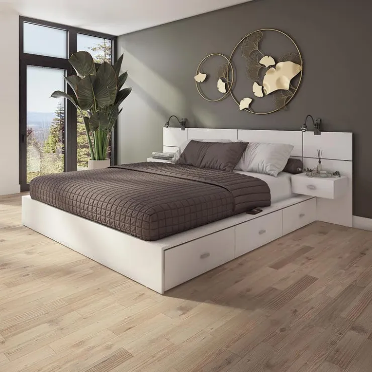 SUA-V Queen Storage Bedroom Set with 6-Drawer Storage (60") - 4 pcs White Discount