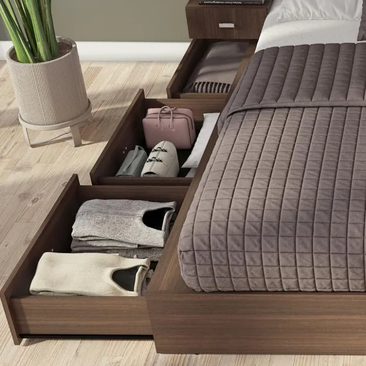 SUA-V Queen Storage Bedroom Set with 6-Drawer Storage (60") - 4 pcs Taupe Clearance