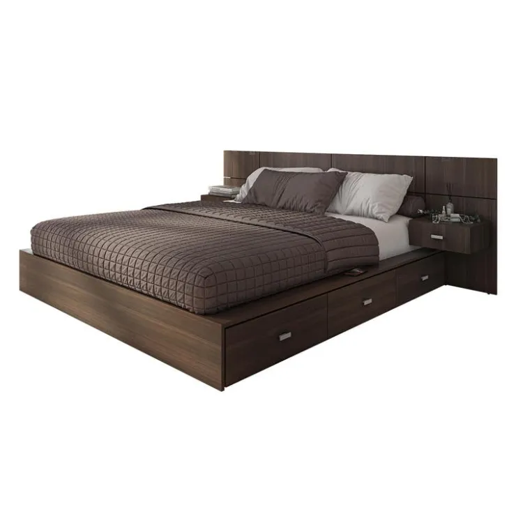 SUA-V Queen Storage Bedroom Set with 6-Drawer Storage (60") - 4 pcs Taupe Clearance