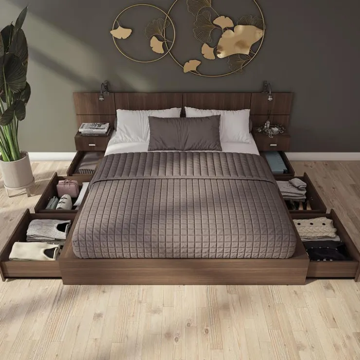 SUA-V Queen Storage Bedroom Set with 6-Drawer Storage (60") - 4 pcs Taupe Clearance