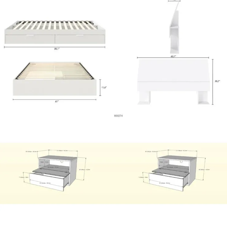 Nexera Queen Storage Bedroom Set (60") - 4 pcs - White Discount
