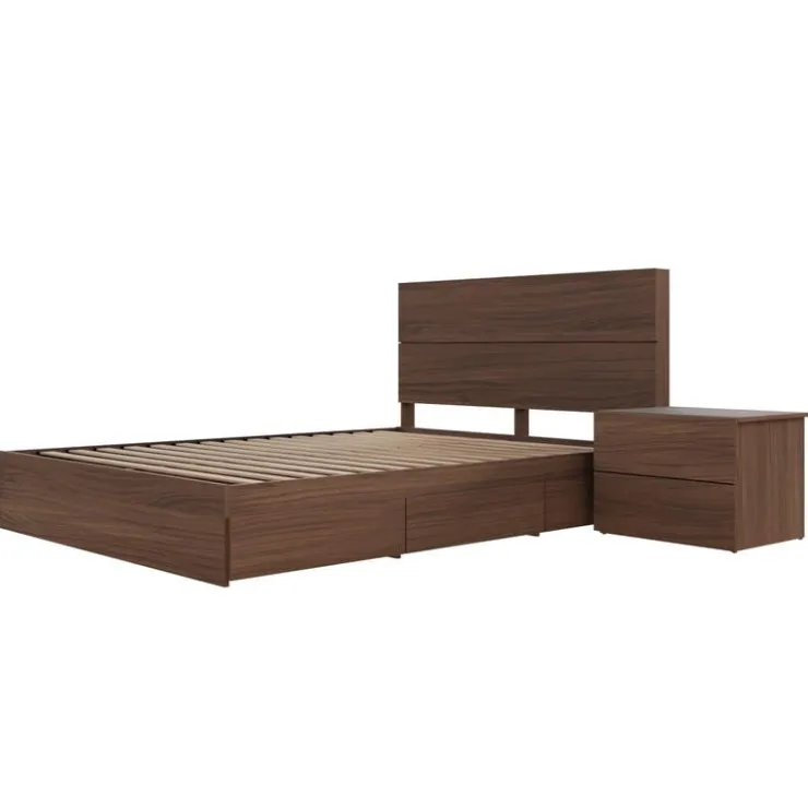 Nexera Queen Storage Bedroom Set (60") - 3 pcs - Walnut Hot