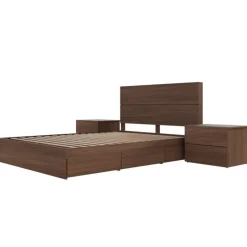 Nexera Queen Storage Bedroom Set (60") - 4 pcs - Walnut Outlet