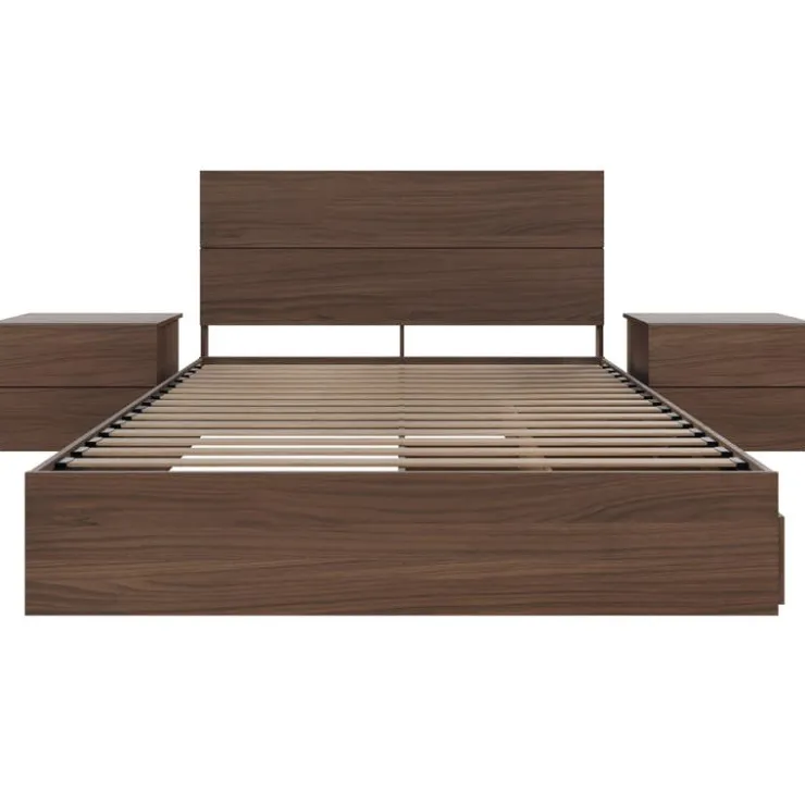 Nexera Queen Storage Bedroom Set (60") - 4 pcs - Walnut Outlet