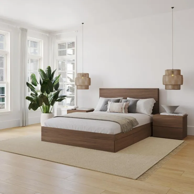Nexera Queen Storage Bedroom Set (60") - 4 pcs - Walnut Outlet