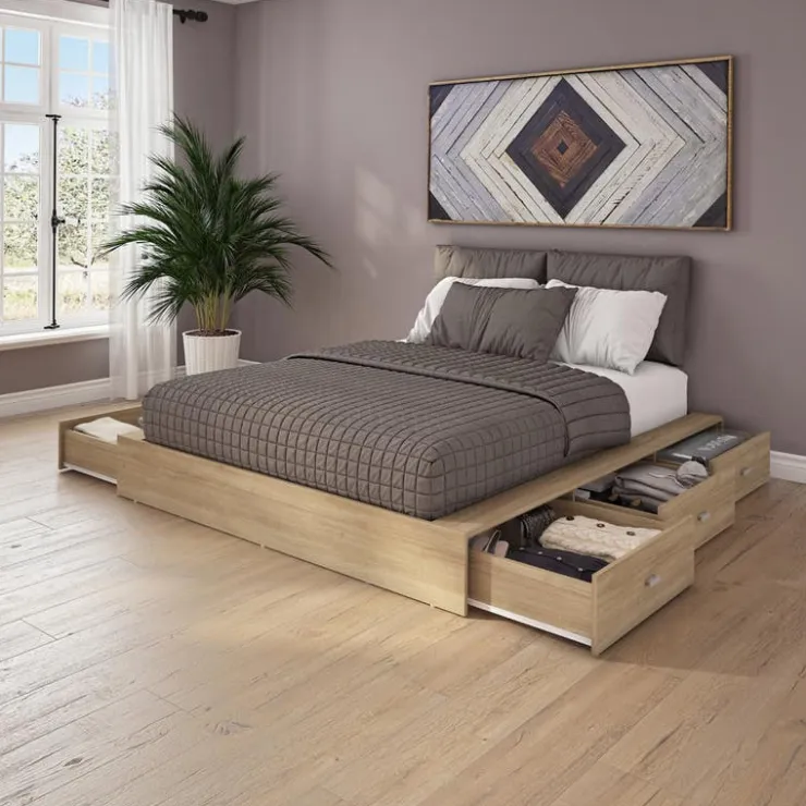 SUA-V Queen Storage Bedroom Set with 6-Drawer Storage (60") - 4 pcs Natural Online