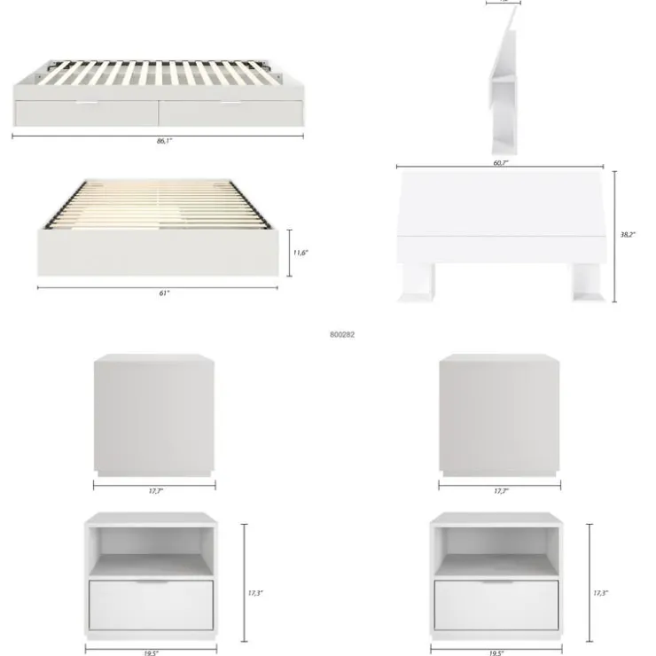 Nexera Queen Storage Bedroom Set (60") - 4 pcs - White New