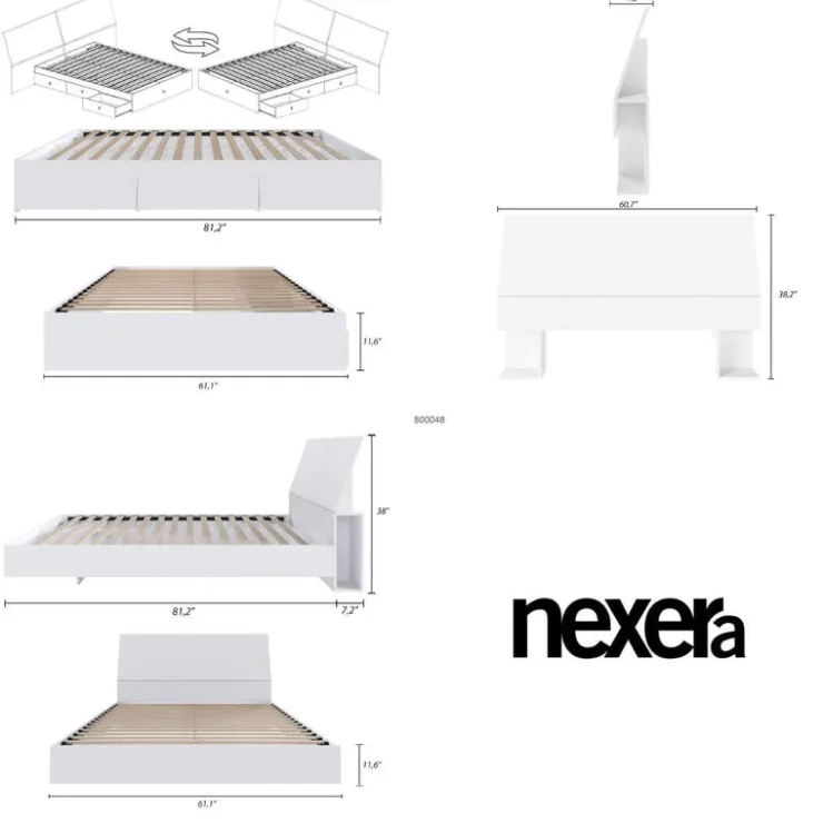 Nexera Queen Storage Bedroom Set (60") - 3 pcs - White New